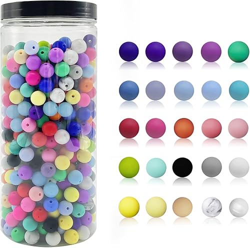 Juego de 500 cuentas de silicona para hacer llaveros cuentas redondas de goma de 0472in juego de 25 cuentas multicolor para collares pulseras