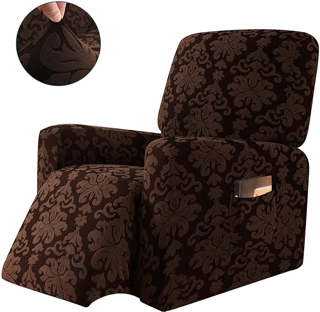 YOPOIY Stretch-Jacquard Relaxsessel Sesselbezug Anti-Rutsch-Soft-All-Inclusive Sesselschoner Massageliege-Schonbezüge für Wohnzimmer -Weinrot