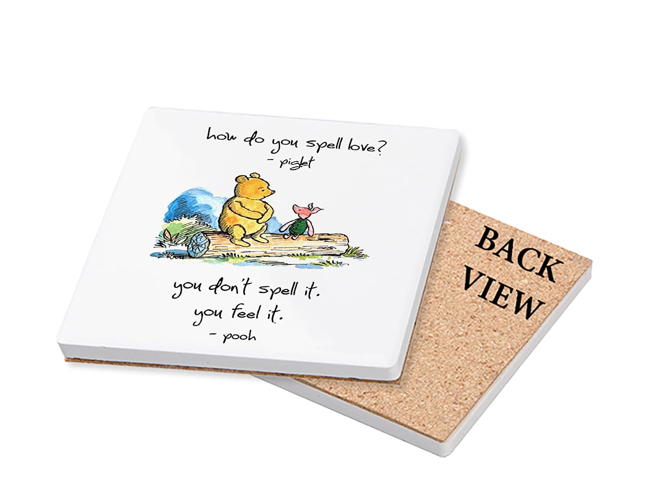 How Do You Spell Love? You Don't Spell It Quotes Birthday Coaster, Tableware, Drinks Coffee-Tea Coaster. (Ceramic Coaster)
