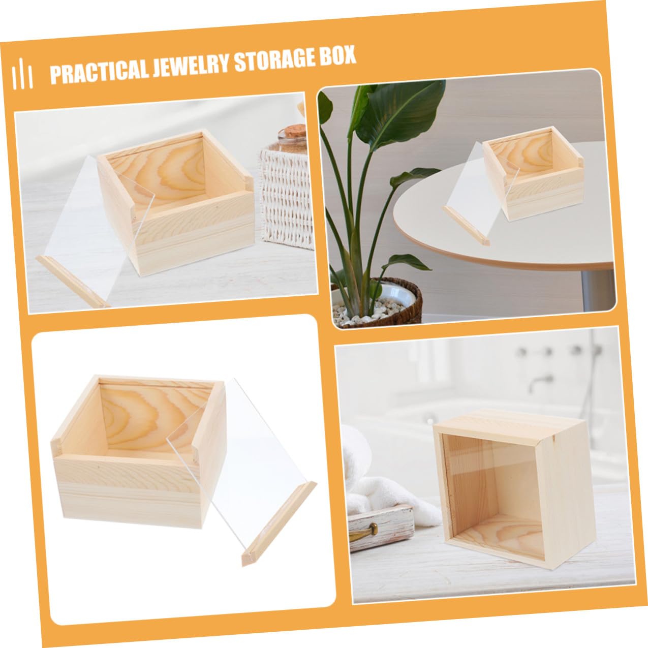 Schmuckkästchen Aufbewahrungsbox mit Schiebedeckel 2 Stück aus Acryl und Holz im Vintage Stil für Ketten und Anhänger für Hochzeiten