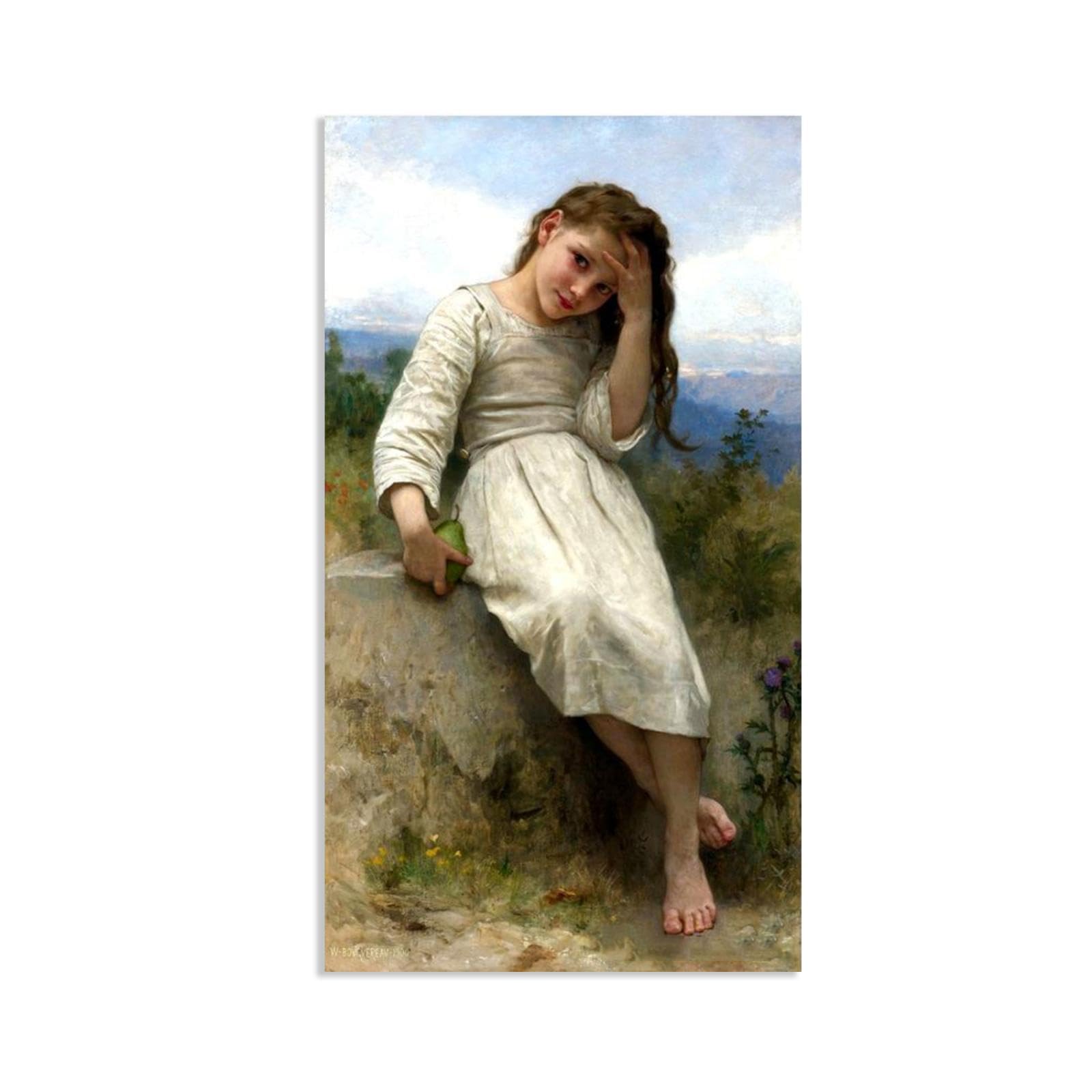 William-Adolphe Bouguereau Wall Art Little Thief Print on Canvas Reproductions of Famous Paintings Wall Decor for Living Room Bedroom Bathroom Home Decor 55x30cm frameless