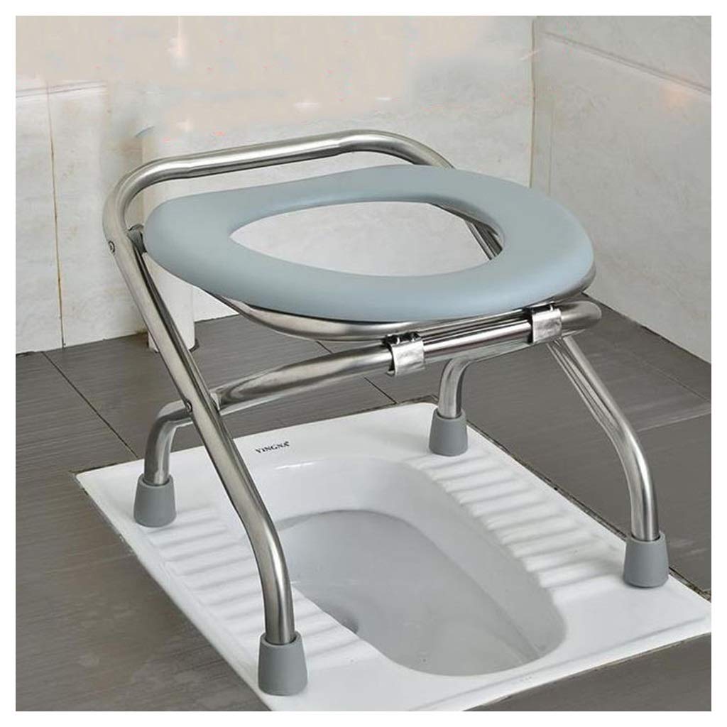 Toilleten Sitz, Ergonomie Bad Dusche Wasserdicht Faltbarer Stuhl Haushalt Mobiles WC Toilettenhocker (Farbe : Stool+Commode, Größe : Height 30cm)