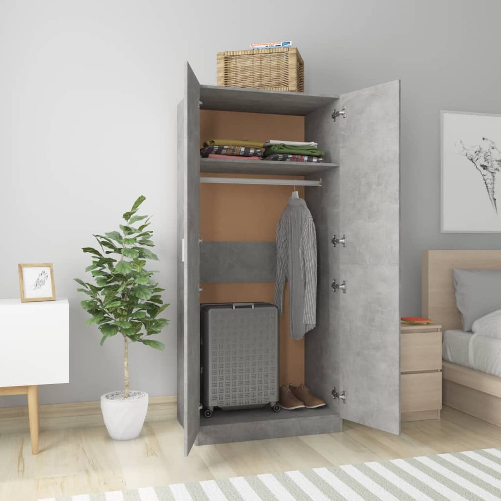Armadio Grigio Cemento 80x50x200 cm in Legno Multistrato