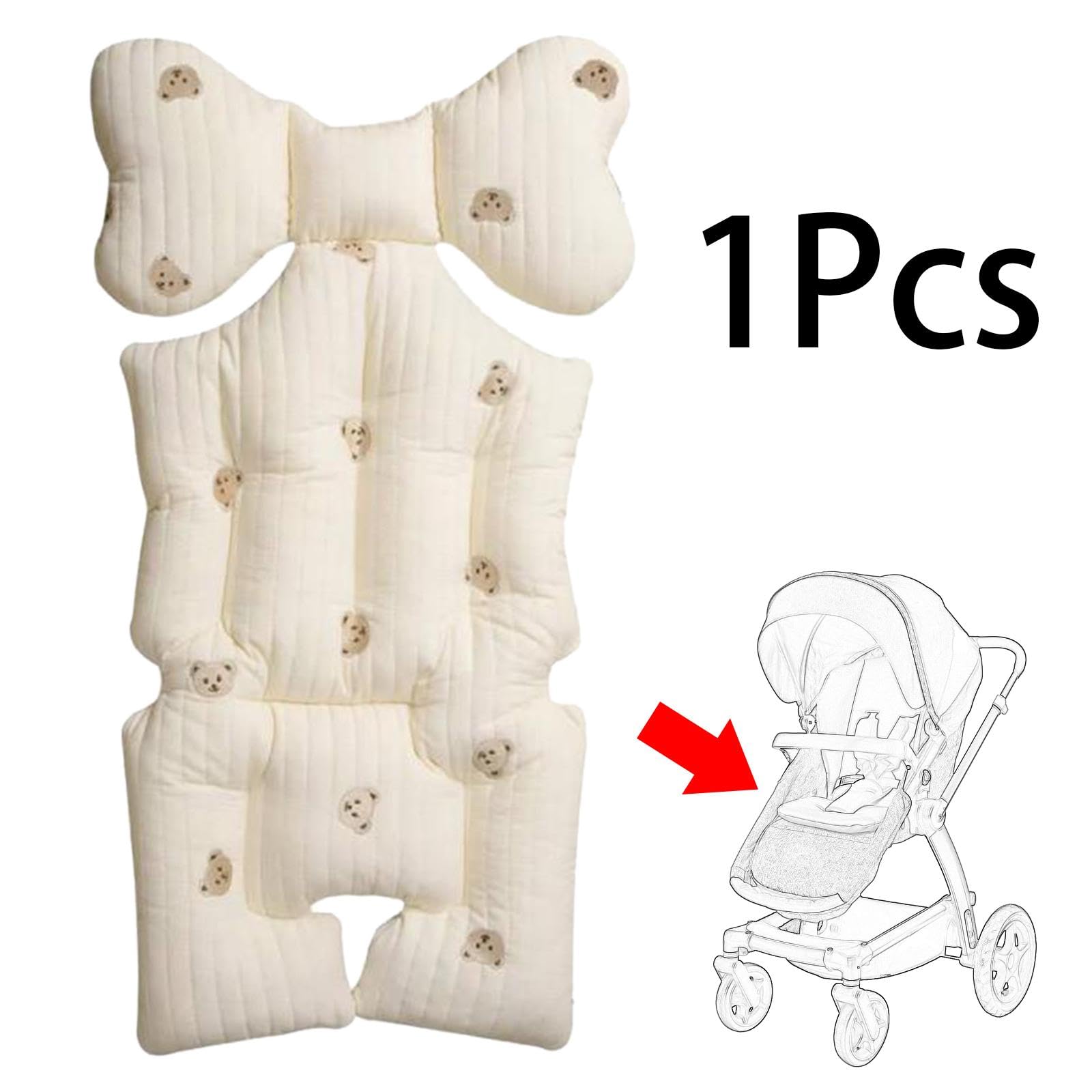predolo Cojín para Cochecito de Bebé, Accesorios para Cochecito de Bebé, Cojín para Asiento de Cochecito de Coche Transpirable, oso