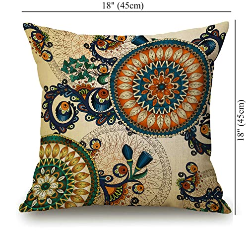 Solekla SOLEKLAPCASE-0059 Mandala Throw Pillow Cover Big Circle Paisley Pattern Floral Decorative Throw Pillow Case Square 18 Inch X 18 Inch Home Couch Bed Pillowcase thumb #3