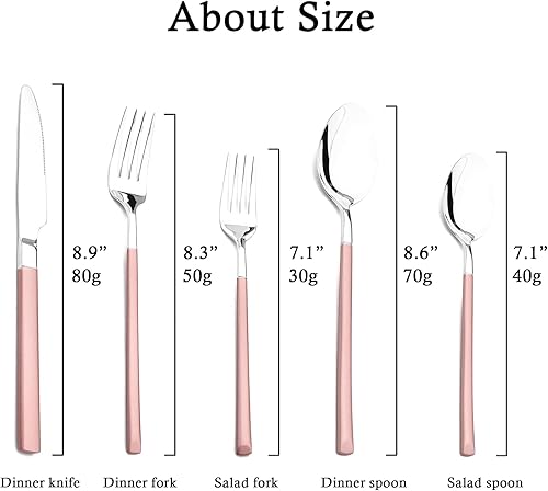 Miniatura 4 de JASHII Juego de cubiertos de 5 piezas de acero inoxidable 1810 para 1, diseño moderno y elegante para el hogar, boda, pulido espejo y apto para
