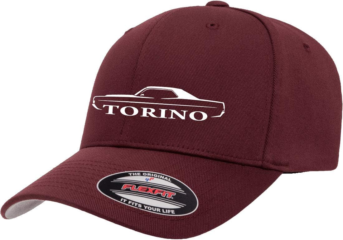 1968 1969 Ford Torino Hardtop Outline Design Flex 6277 Athletic Baseball Fitted Hat Cap