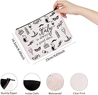 Vista 2 de Italia regalo de viaje Italia es siempre una buena idea bolsa regalo para Italia viajero cremallera bolsa maquillaje bolsa, Beige, Italia