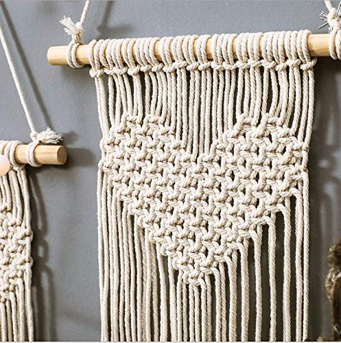 Image of Macrame Handmade Cotton Bohemian Style Heart Wall Hanging Beautiful Woven Wall Decor (Beige, Medium)