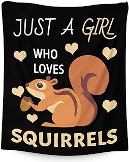 Squirrel Blanket Gifts - 40x50 Inches Cute Throw Blanket for Girls & Boys - Black Soft Fuzzy Plush Blankets for Couch, Sofa