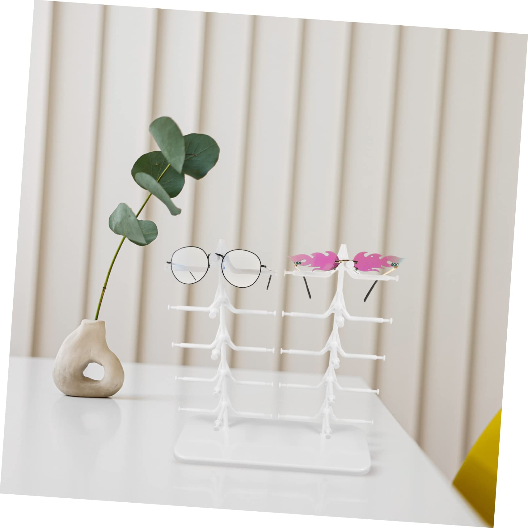 Didiseaon Expositor de Gafas de Sol White Base Estable y Diseño Desmontable para Almacenamiento y Organización de 10 Pares