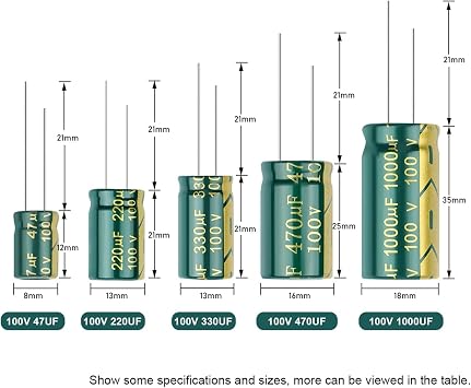 Electrolytic Capacitor 20-100Pcs Aluminum Electrolytic Capacitor High Frequency Low ESR 100V 47UF 100UF 220UF 330UF 470UF 1000UF (Capacitance : 100V330UF-1-50PCS)