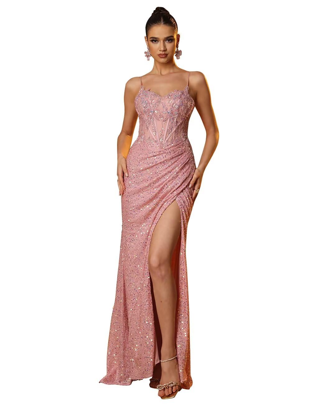 Mermaid Prom Dresses 2025 Sequin Evening Gowns for Women Formal Beaded Sparkly Homecoming Dresses Long 2025