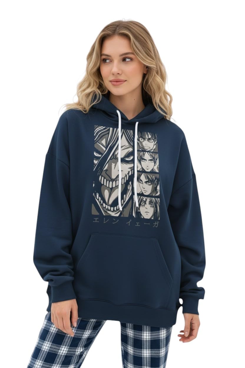 bounce back apparels Anime Printed Women's Hoodie, Full Sleeve, Soft Cotton Blend, Navy, Casual Winter Wear-picture-48