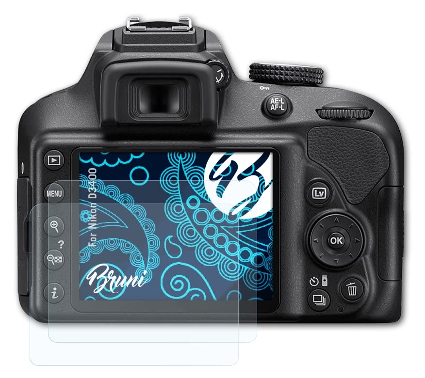 Bruni Screen Protector compatible with Nikon D3400 Protector Film, crystal clear Protective Film (2X)