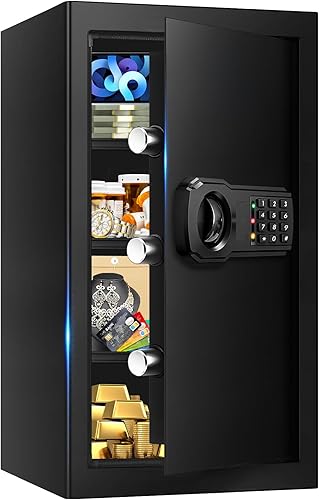 Vista 11 de 5.1 Cuft - Caja fuerte grande para el hogar, caja de seguridad digital contra incendios con teclado programable, llaves de repuesto y estante