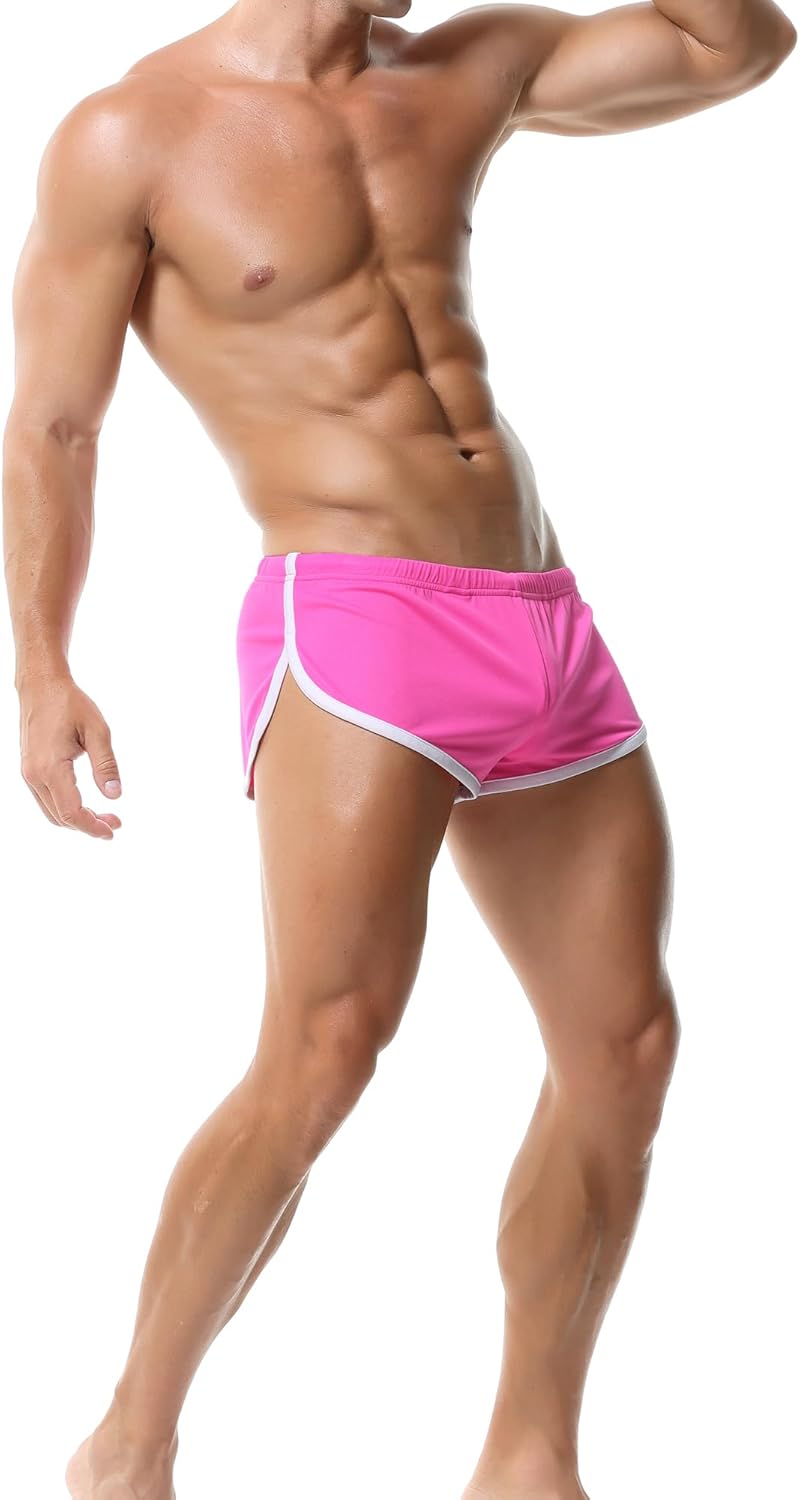 Men's Athletic Short Split Side Booty Short Bottoms for Running Gym Workout with Pouch - Image 3