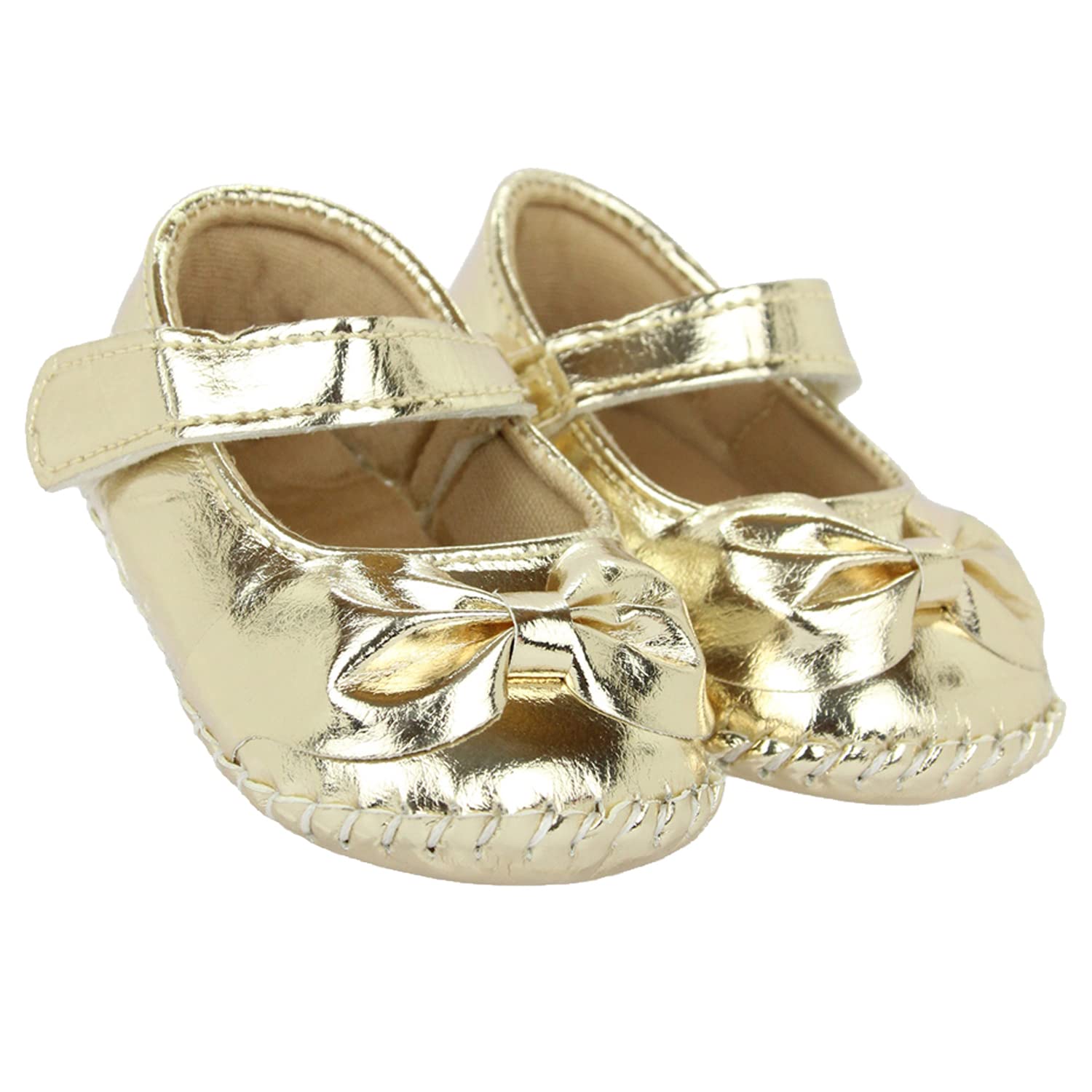 Neska Moda 6 To 12 Months Baby Girls Synthetic Leather Floral Sandal Booties (Golden)-BT1606 3