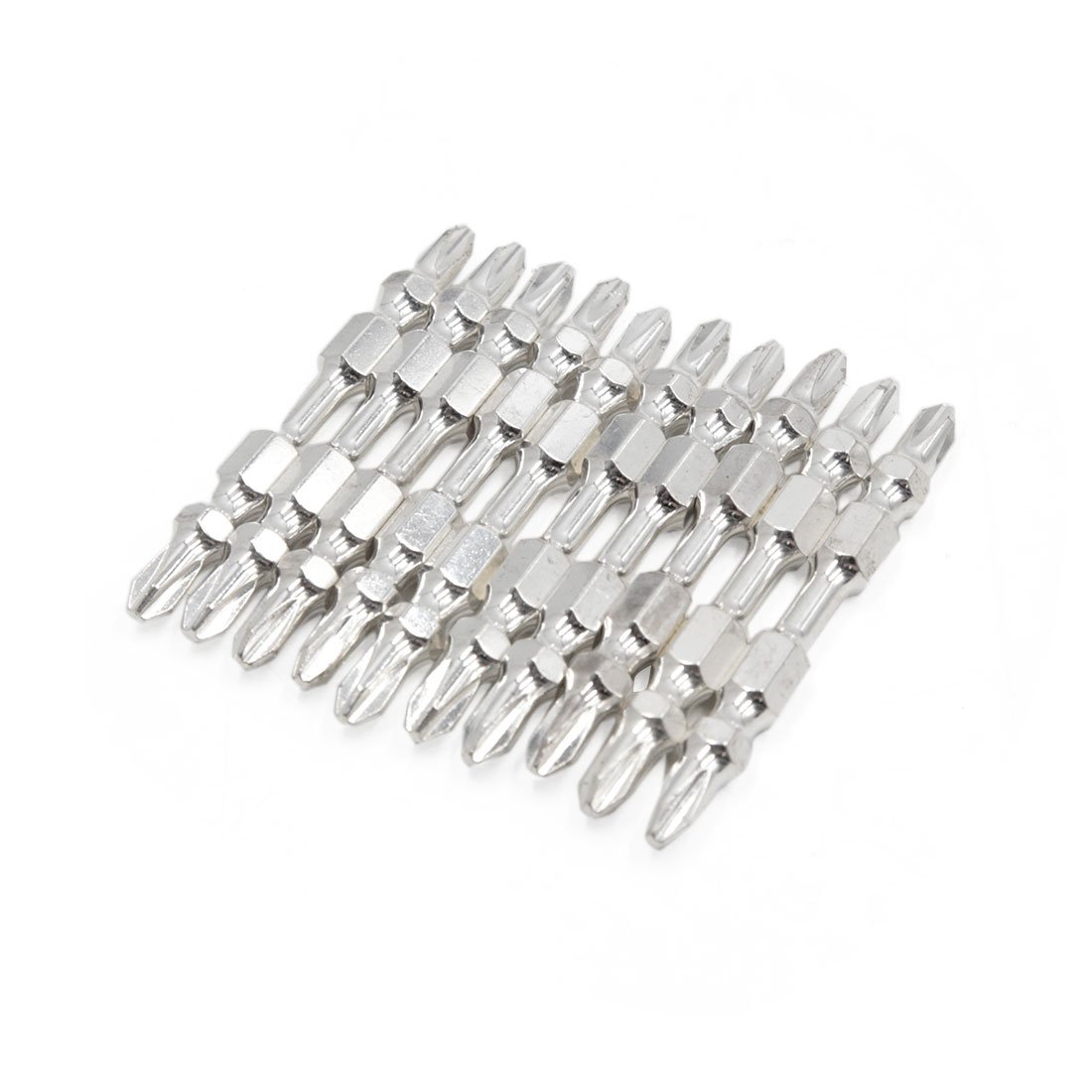 10 Stück silberfarbene 65 mm lange Kreuzschlitzschraubendreher-Bits mit zwei Enden for das Auto