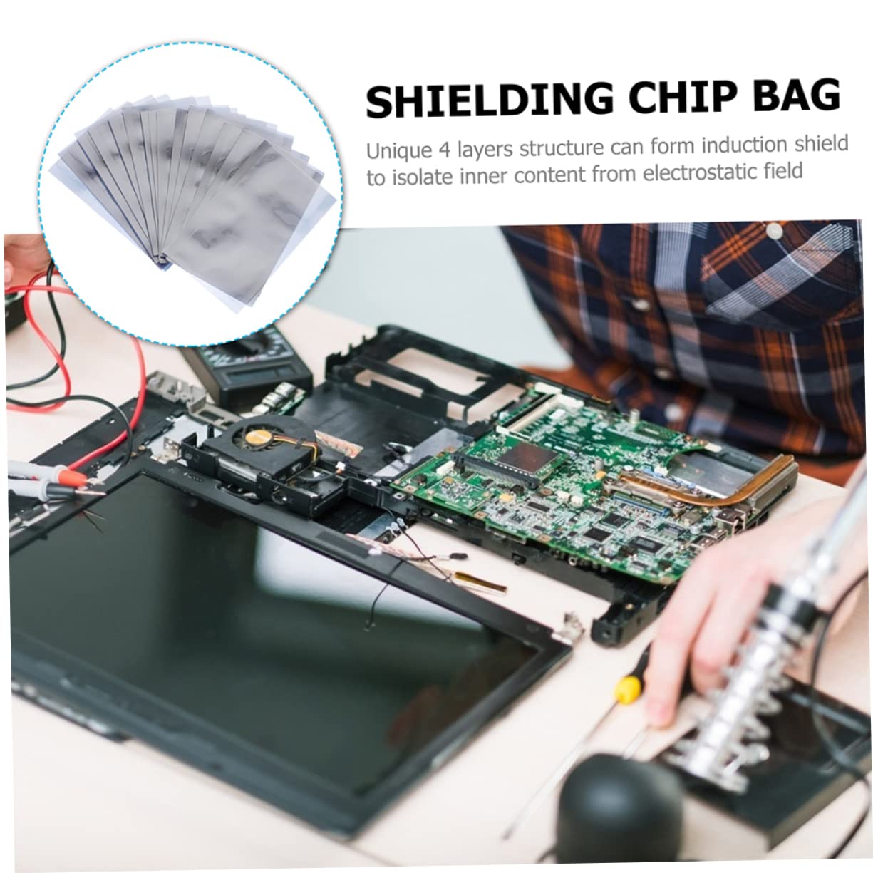 DINHEAROM 200Pcs Static Shielding Bags Self Sealing Static Chip Bags for Electronics Protection Translucent Multiple Design
