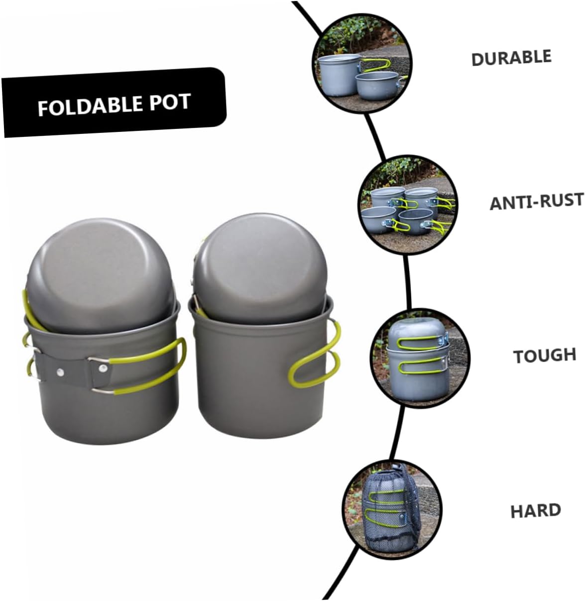 1set Portable Outdoor Camping Cookware Insulated Oxide Cooking Pot Handle for People Versatile Lid Doubles As Bowl Frying Pan for Hiking and Picnic