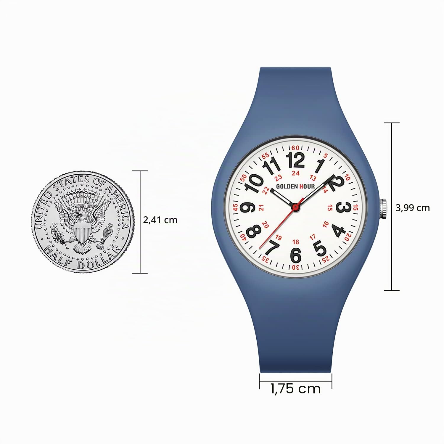 GOLDEN HOUR Orologi Unisex Analogici Sportivi Impermeabili per Infermieri Medici Professionisti, Studenti – Quadrante Luminoso di Facile Lettura, Cinturino in Silicone Gelatina