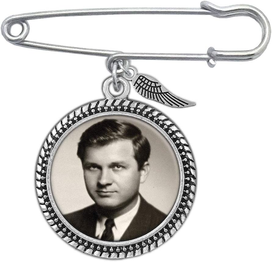 Wedding Boutonniere Bouquet Charm Pin Angel Wing Photo Charm Mother of The Bride Groom with Photo Resizing Software