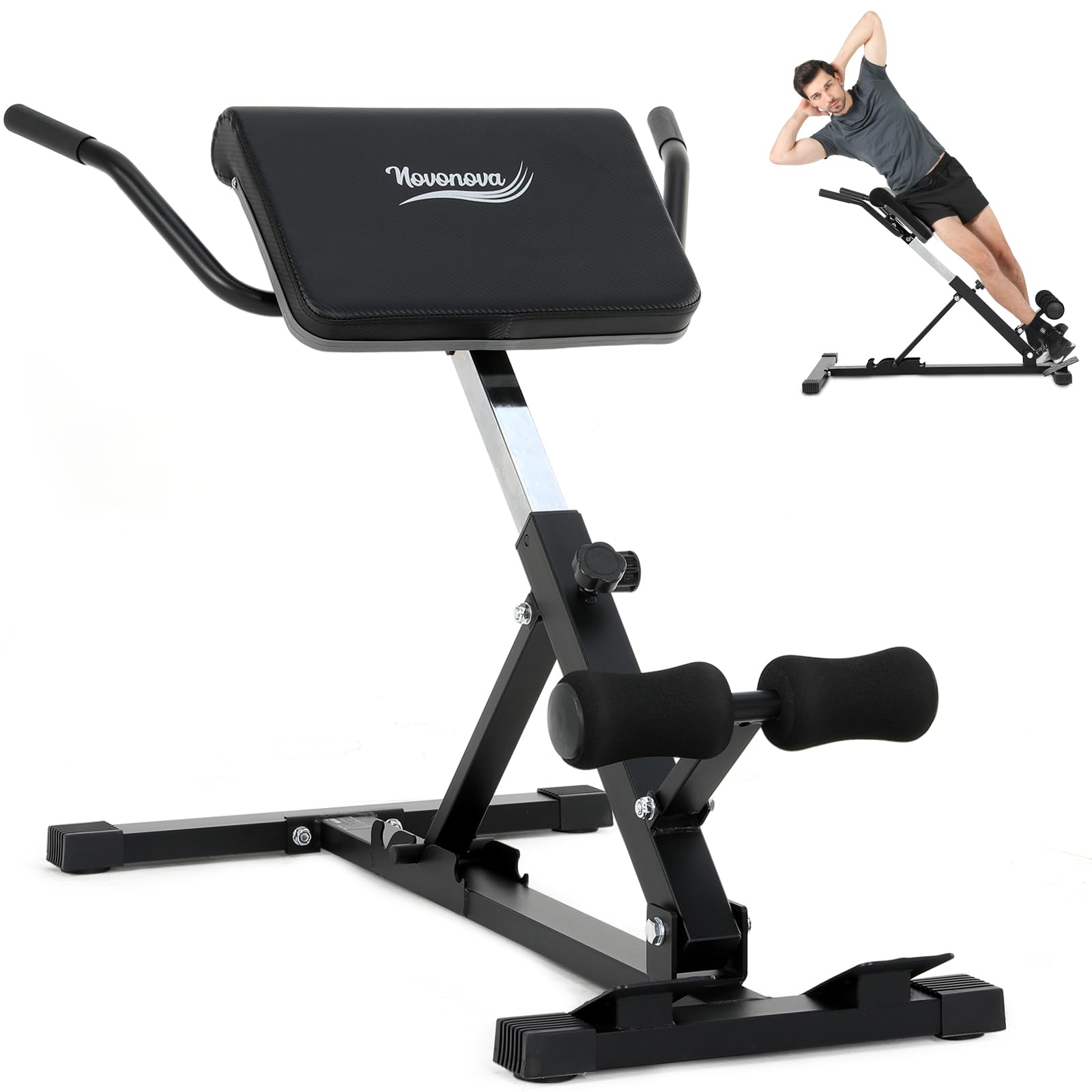 Silla Romana Multifuncional Respaldo Ajustable, Banco de Pesas Inclinable, ahorra espacio, Banco Lumbares, Banco De Abdominales para extensiones de espalda, entrenamiento de fuerza, glúteo