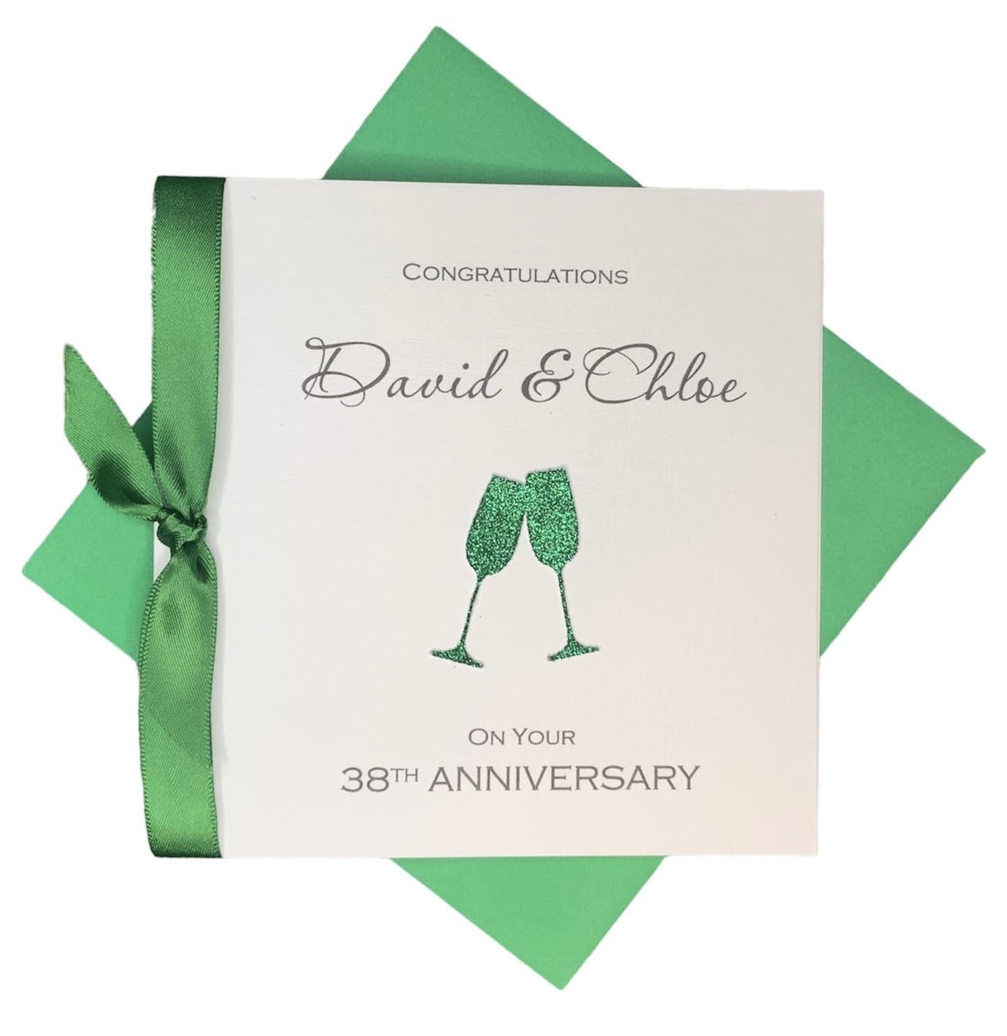 38th Wedding Anniversary Card - Tourmaline 38 Year Thirty Eighth Anniversary Greeting Card, Personalised Gift for Wife, Husband, Parents, Couple Friends - Various Designs (Champagne) โ image 1