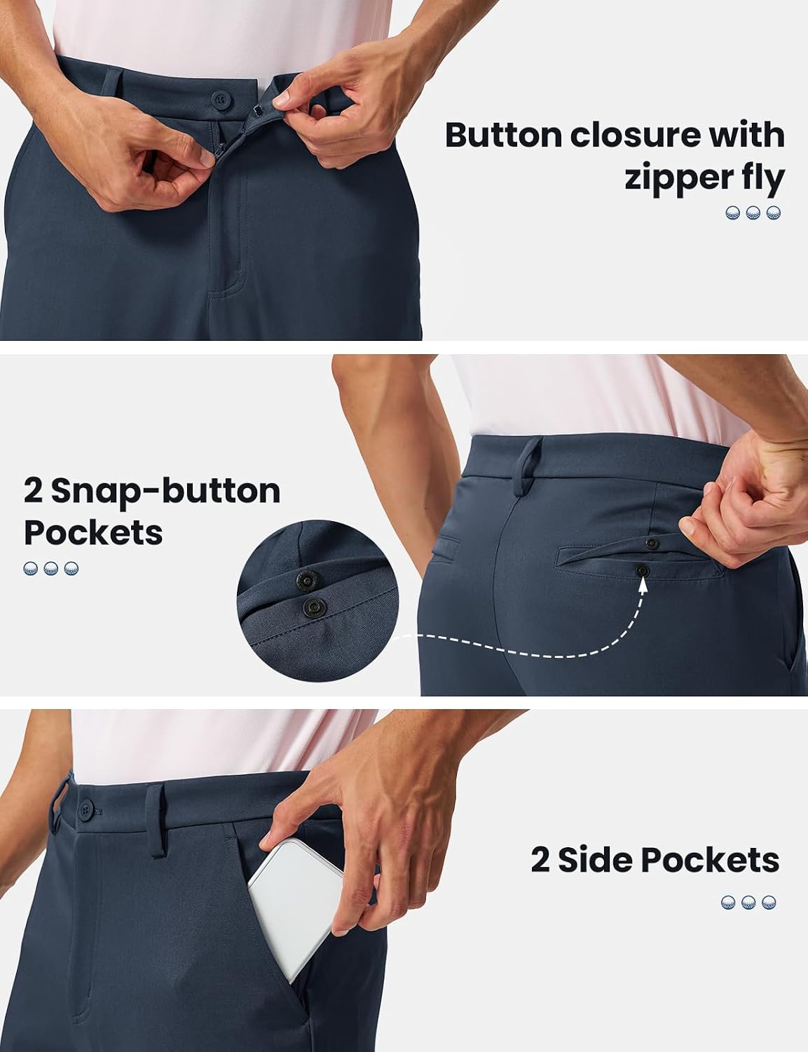 TBMPOY Men's Golf Pants Stretch Work Dress Pant 30"/32"/34" Quick Dry Lightweight Casual Travel Trousers with 4 Pockets