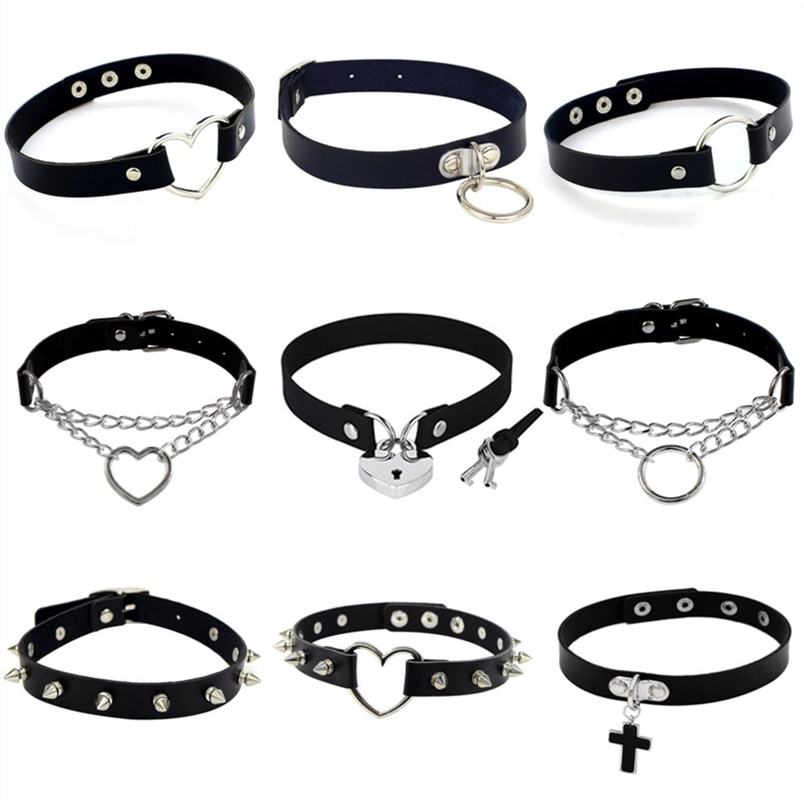 Gargantilla gótica de cuero punk para mujeres, adolescentes y niñas, regalos de roca