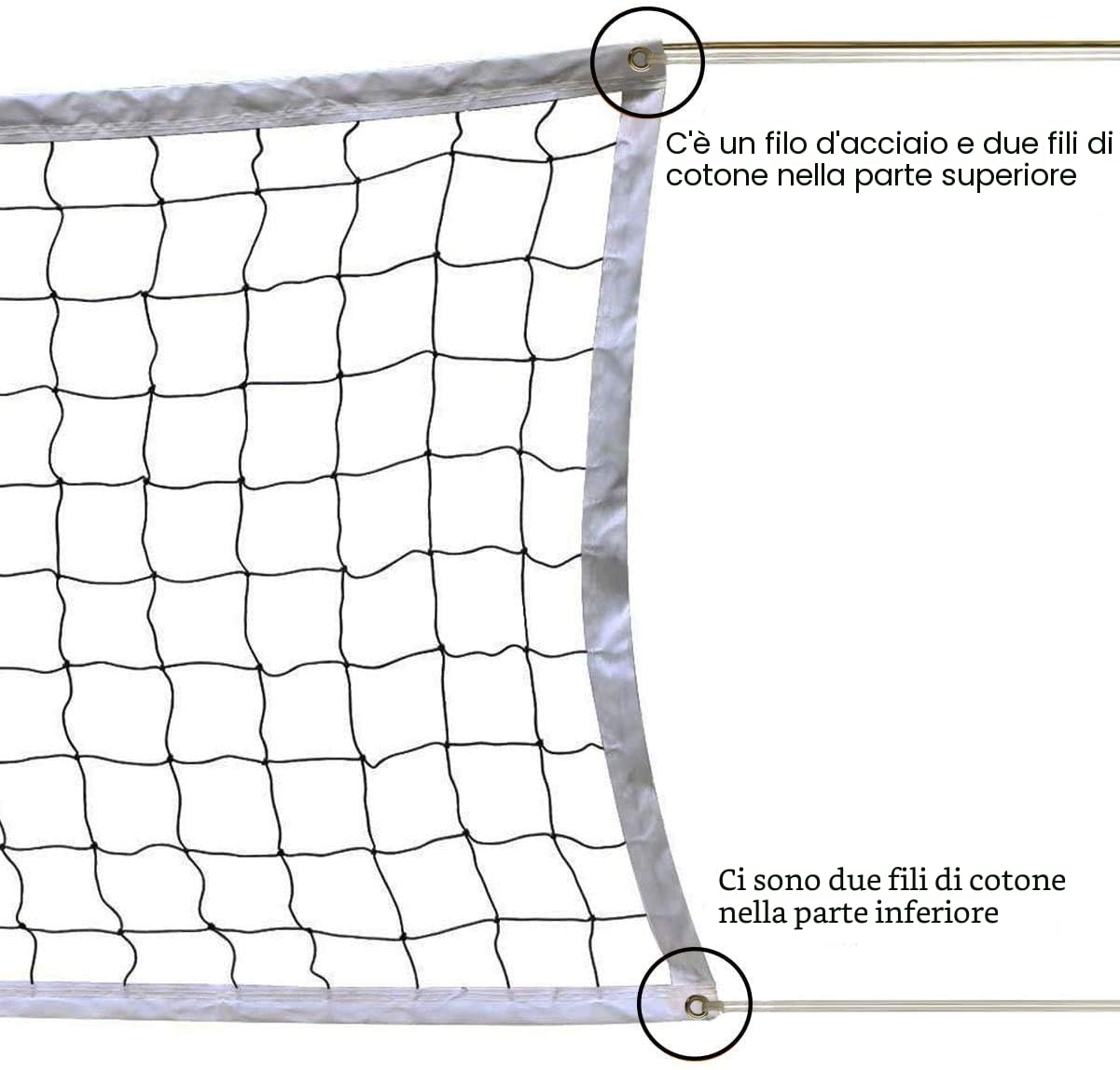 Pallavolo Netto 9,5 M X 1 M Rete da Beach Volley Rete sportiva all'aperto - Senza Telaio