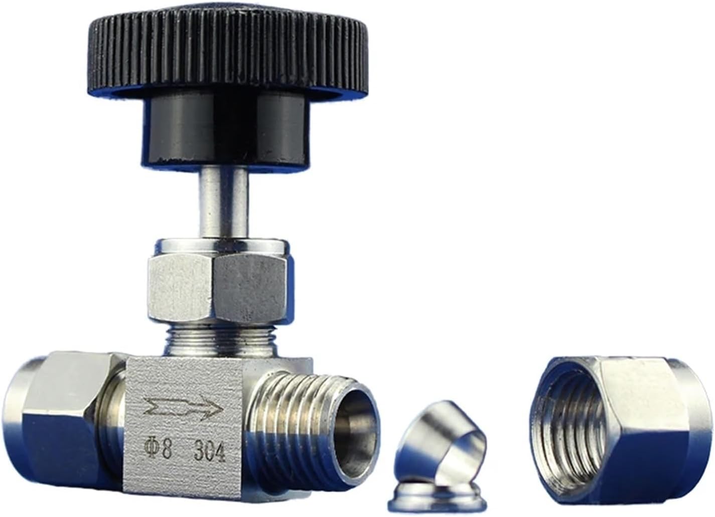 Stainless Steel High Pressure Double Ferrule Needle Valve 1/8" 1/4" 3/8" 1/2" Pressure Gauge Needle Globe Valve 64 Bar