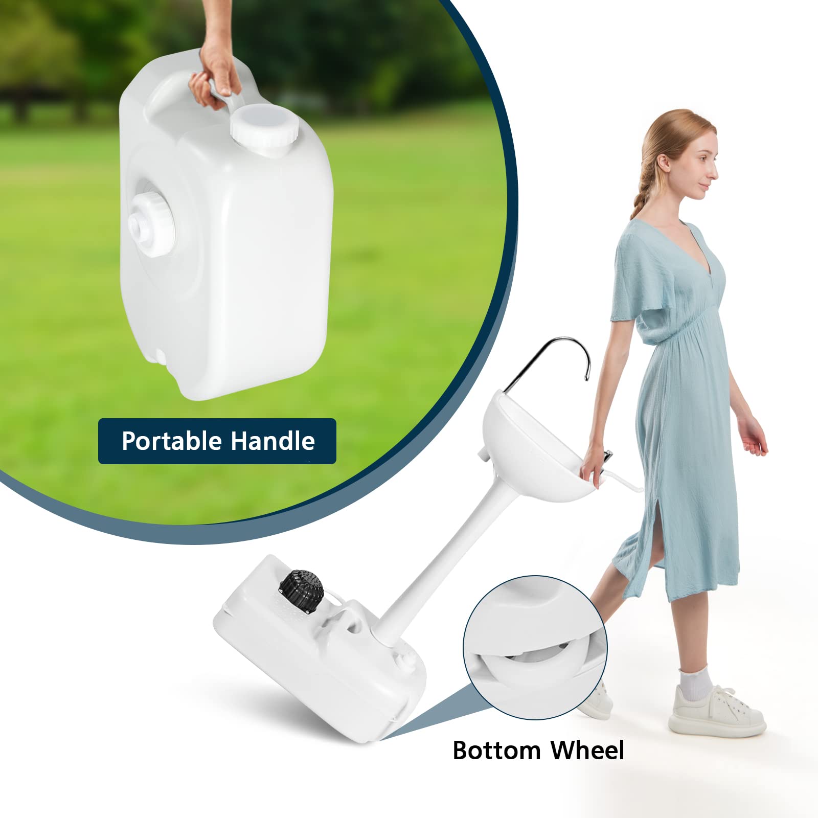 Costway Portable Camping Sink 17l Water Capacity Hand Wash Basin