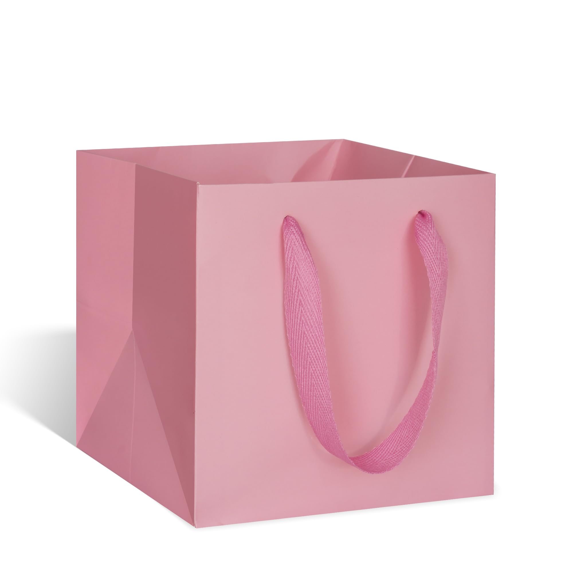 ADIDO EVA Różowe kwadratowe torby na prezenty, małe rozmiary, kwadratowe torby papierowe z uchwytami, na imprezę, torba na zakupy, 20 x 20 cm