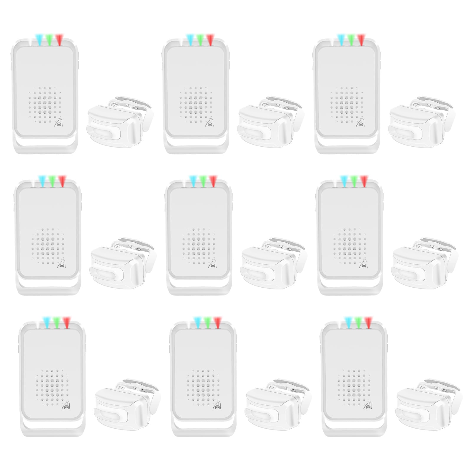 NineLeaf Bewegungsmelder Mit Alarm, Bewegungsmelder Klingel, Tür Alarm,4 LED-Leuchten, IP64, 918 ft Übertragungsreichweite für Zuhause, Unternehmen, Lager, Büro,9PK