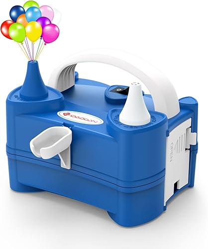 Miniatura 8 de IDAODAN Bomba eléctrica de globo de aire portátil de doble boquilla de 110 V 600 W, inflador eléctrico de globos para decoración de fiestas de niños