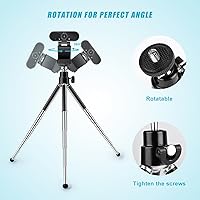 Vista 5 de Mini trípode para cámara web y teléfono, soporte de cámara web extensible de metal de 4 a 9 pulgadas con soporte para teléfono, trípode de mesa