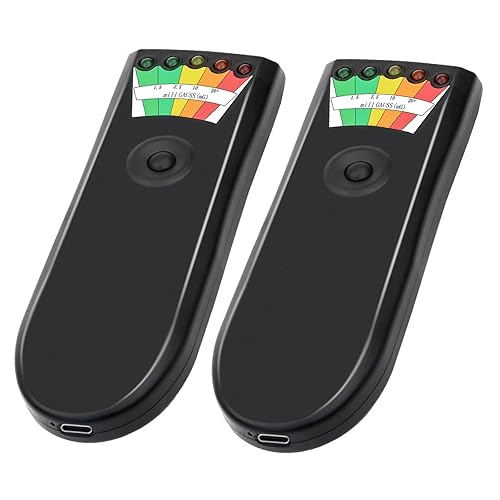 EMF Medidores 5 luces detector de campo magnético portátil, detector de emf de caza fantasma para oficinahogarexterior (paquete de 2)