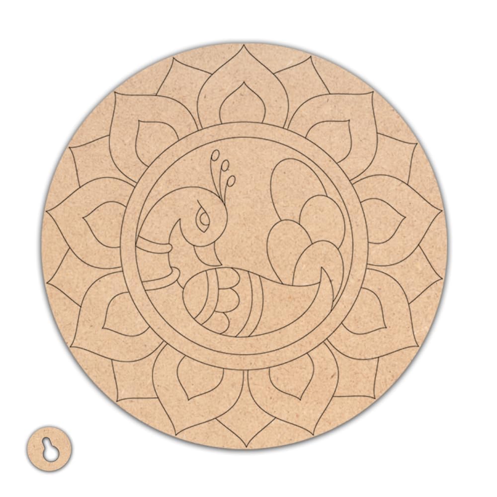 Tokyodo Pre-Marked MDF Base Cutout for DIY Lippan Art, 10 Inch Craft Board for Painting & Mirror Work, DIY Home Décor Craft Kit for Kids & Adults, Handmade Wall Decoration & Gift Item (Design_11)-image-48