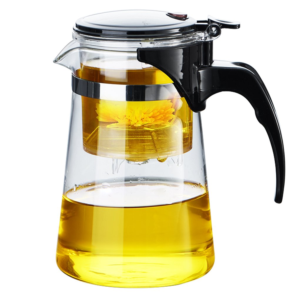 Tetera de Vidrio con Colador de Té 650ML Fácil de Filtrar