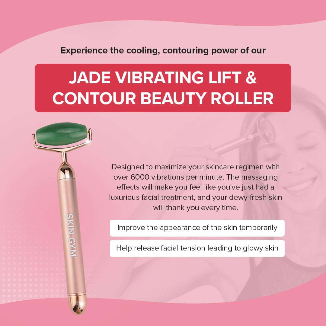 Venste Roller & Gua Sha zestaw do pielęgnacji skóry, naturalny wałek do masażu twarzy, oczu, szyi i drenażu limfatycznego (zielony)