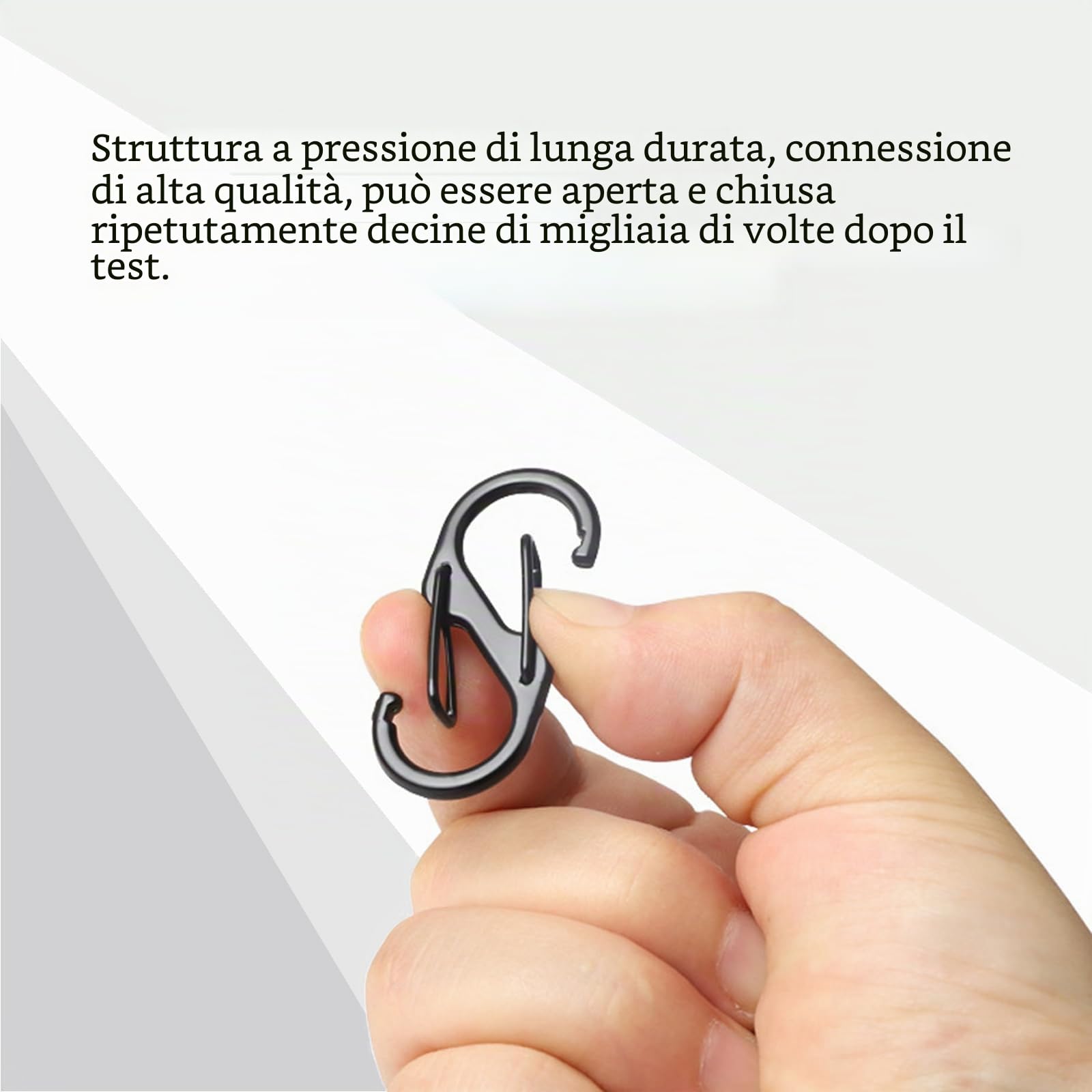 30 Pezzi Moschettone a Forma di S, 48/40/32 mm Portachiavi Piccolo a Doppia Molla, Clip a Molla in Metallo per Casa, Escursionismo, All'aperto, Pesca (Nero)