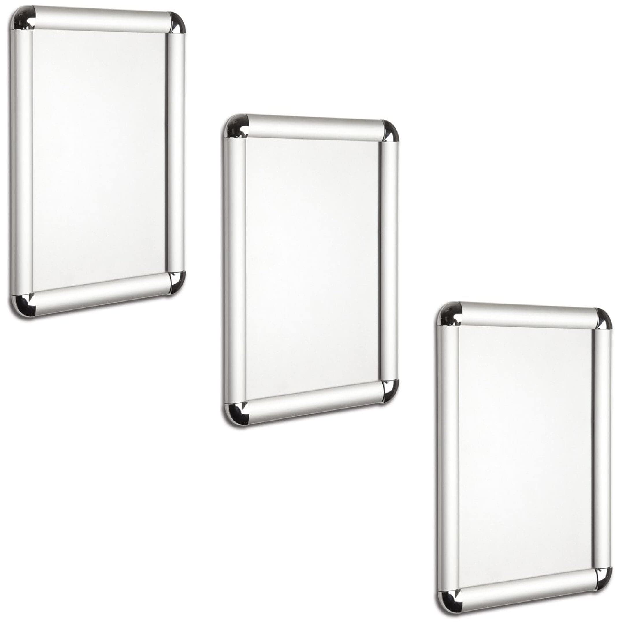 My Shopfittings ROUND CORNER 25mm Silver Snap Frame Poster Holder Retail Display – A4, A3, A2, A1, A0 - (Pack OF 3. A1 (W) 59.4 x (H) 84.7 cm)