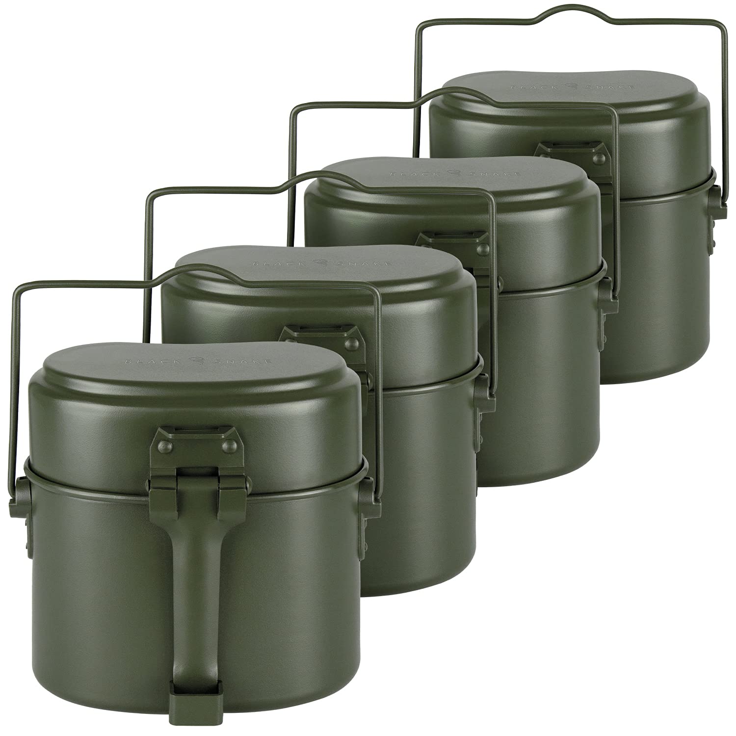 Black Snake® Camping-Kochgeschirr Set | Outdoor-Kochset für Picknicks, Festivals und Wanderungen | Bundeswehr-Campinggeschirr Aluminium