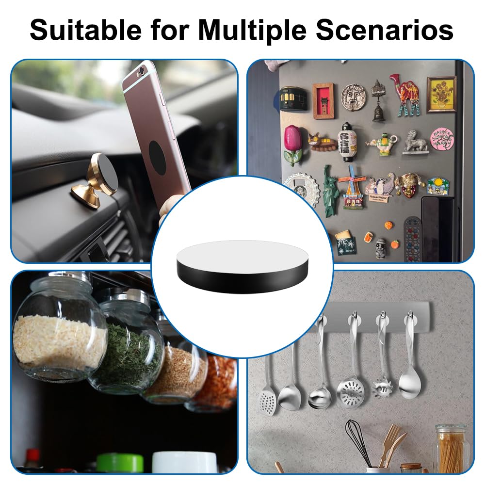 100 Piezas Imanes Adhesivos, 21 mm Redondos Autoadhesivos Magnets, Placas Magnéticas Autoadhesivas, Imanes Adhesivos Potentes, Imanes Pequeños Adhesivo, para Refrigeradores, Fotos, Manualidades, Negro — view 7