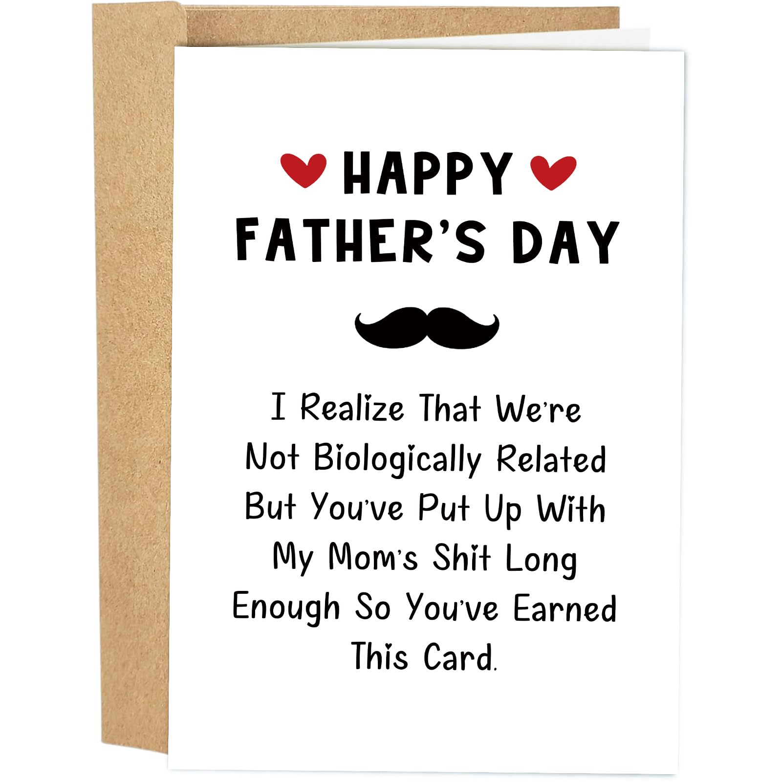 Funny Father's Day Card for Stepdad — Father's Day Card from Stepdaughter/Stepson (You've Earned This Card)