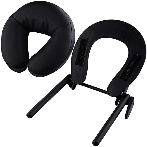 EBANKU Juego de mesa de masaje universal ajustable para cuna facial negra, cuna facial de aluminio ligero y almohada de espuma de 3 pulgadas