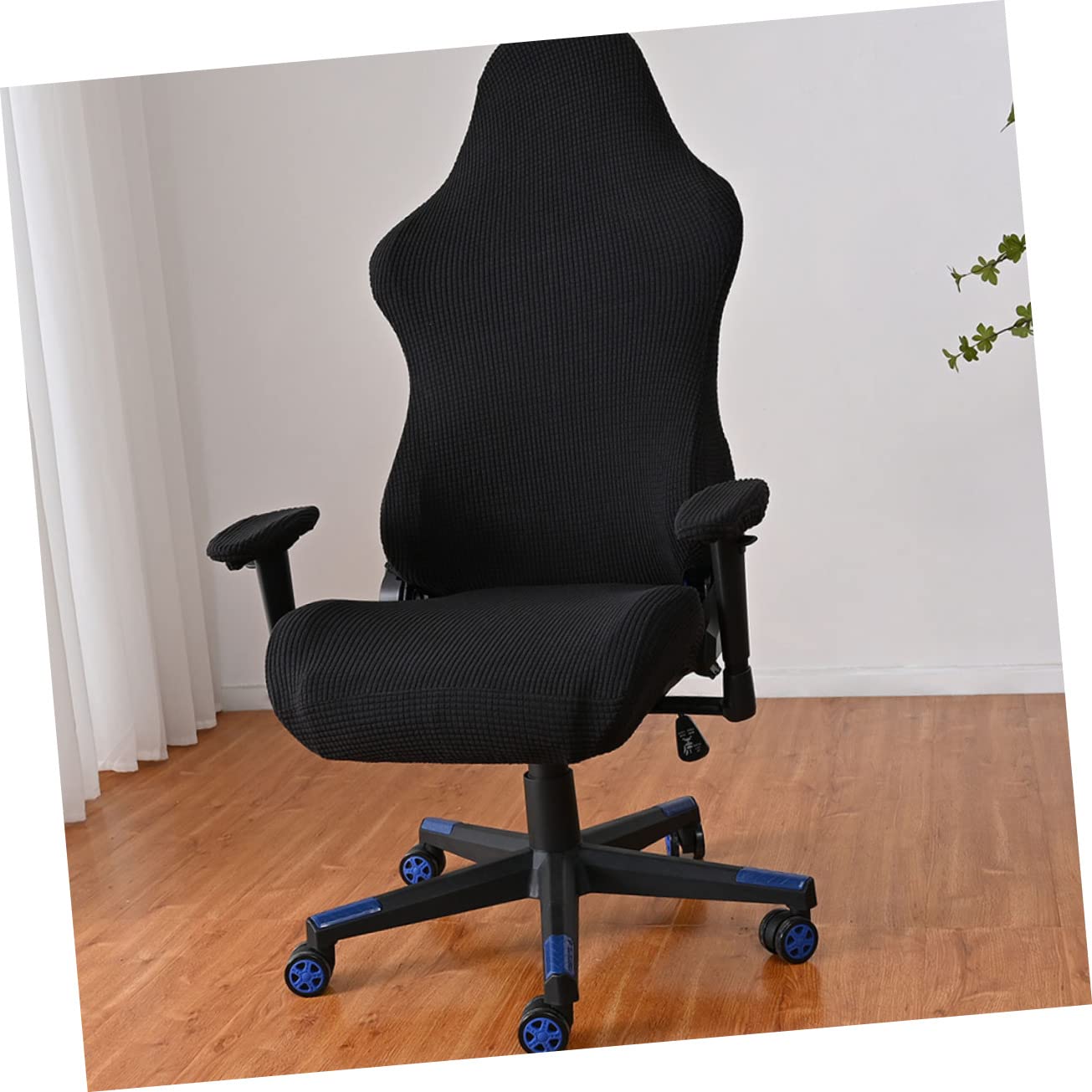 VILLCASE Copertura Protettiva per Sedia Gaming Elastica in Pile Nero | Anti-scolorimento e Pieghevole, per Sedia da Ufficio Computer e Poltrona Ufficio