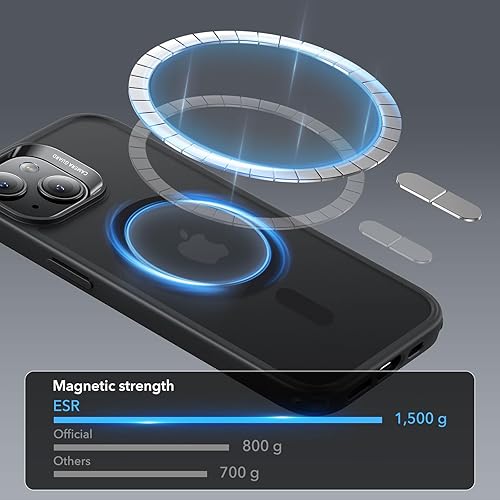 Vista 923 de ESR Funda para iPhone 15 Pro Max, compatible con MagSafe, de grado militar, negro transparente